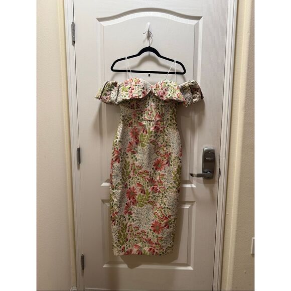 ELLIATT Calaantha Off The Shoulder Midi Dress Floral Wedding Guest size S NWT - Picture 7 of 8
